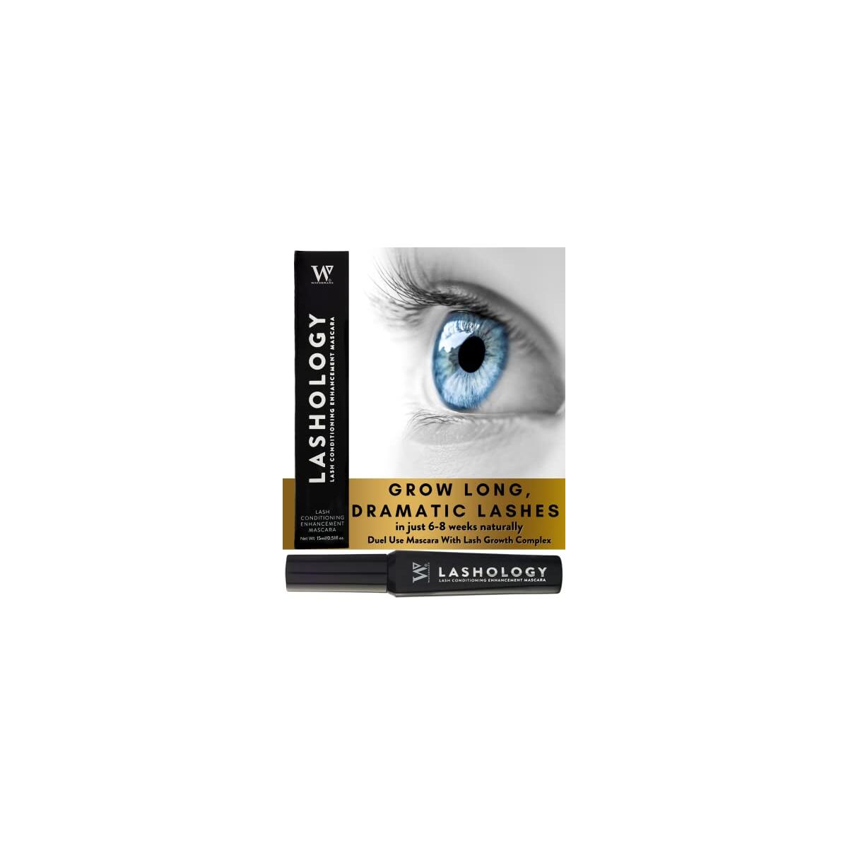 Watermans Lashology Eyelash Growth Mascara in Black, Lash Serum inside a Mascara for Thicker, Stronger, Fuller and Longer Looking Lashes