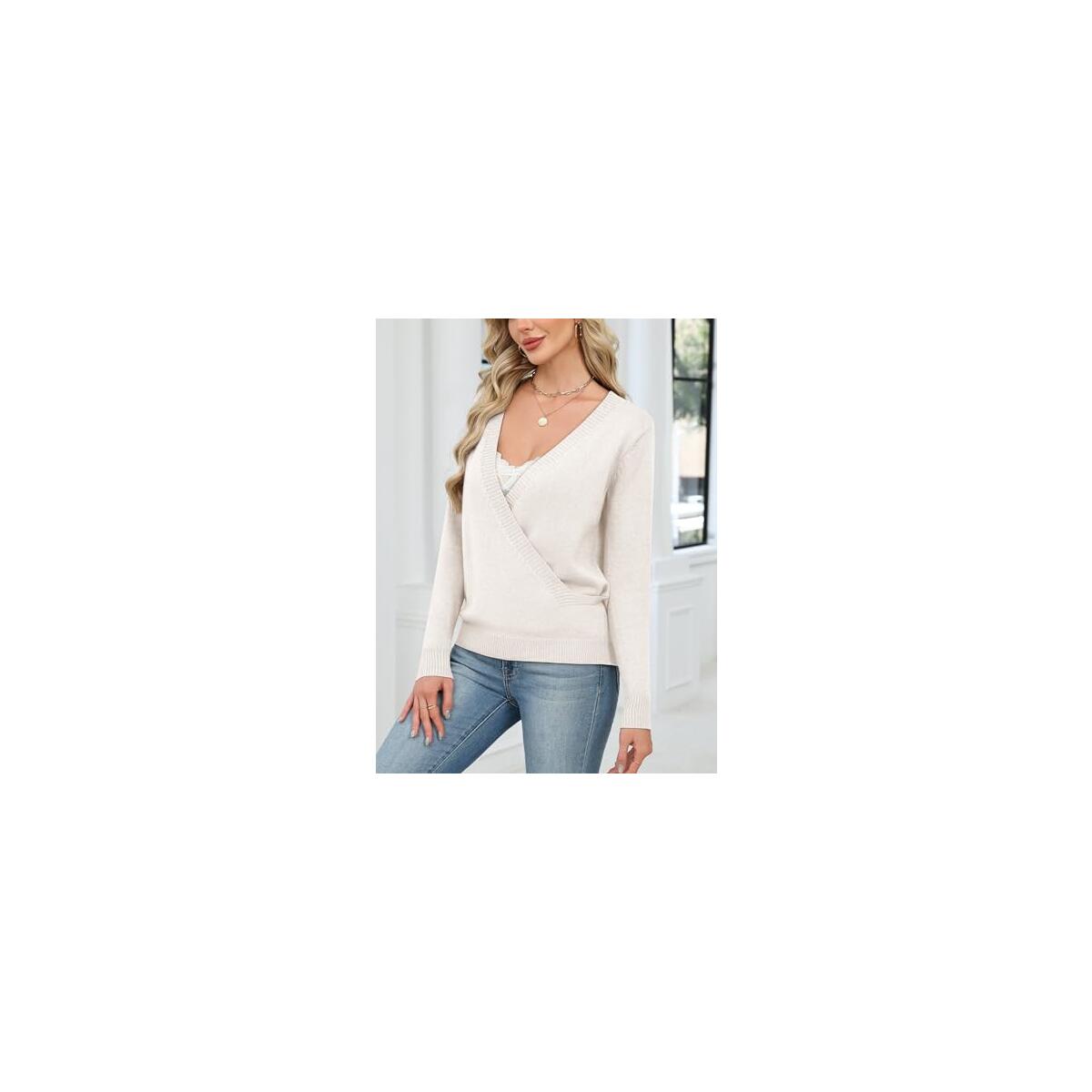Womens Deep V Neck Wrap Sweaters Coupon - RebateKey