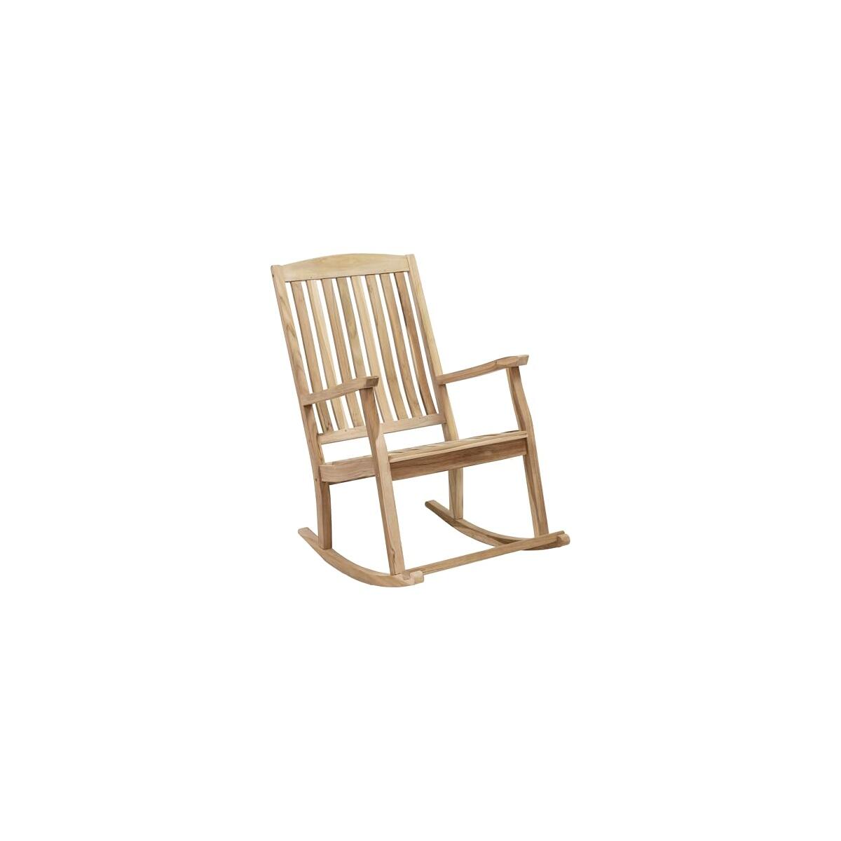 Sunnydaze Teak Outdoor Rocking Chair with Slatted Back - Wooden Front Porch Chair for Patio - Outside Porch Rocker - 325 lb Support