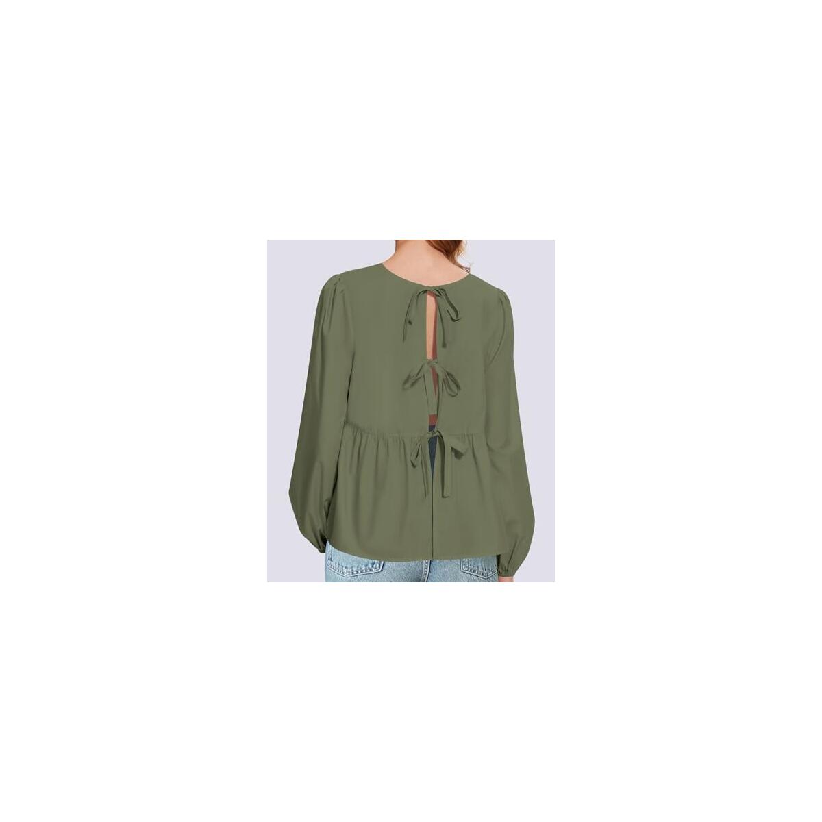 Tie Front Tops For Women Puff Long Sleeve Promo Codes - RebateKey