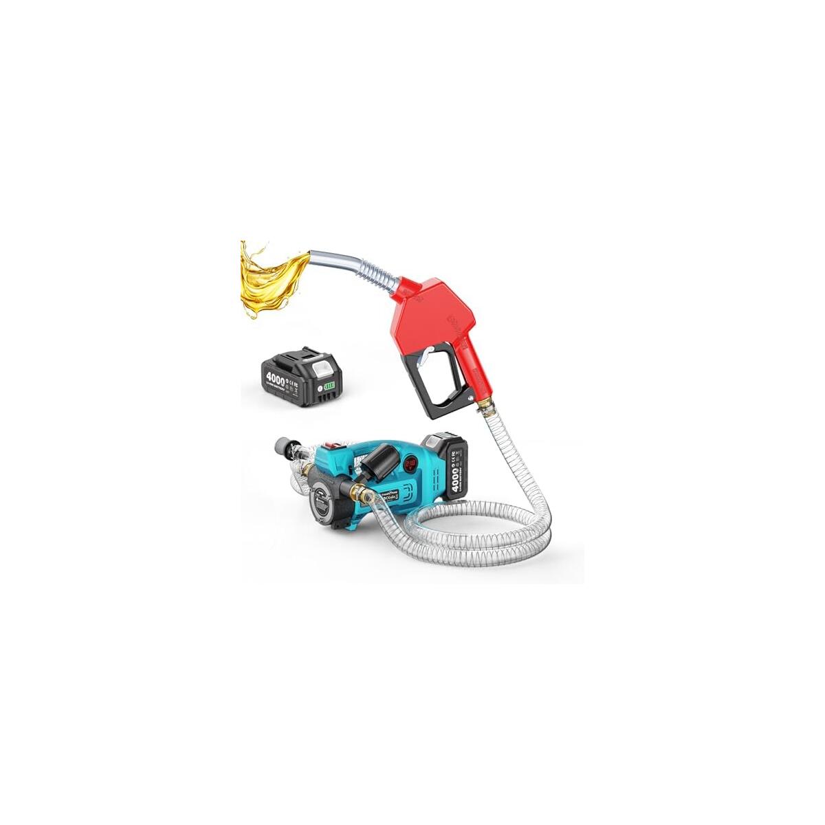 Prime Deal! SEESII Fuel Transfer Pump Battery Powered, 12GPM High Flow,Auto-Stop Nozzle