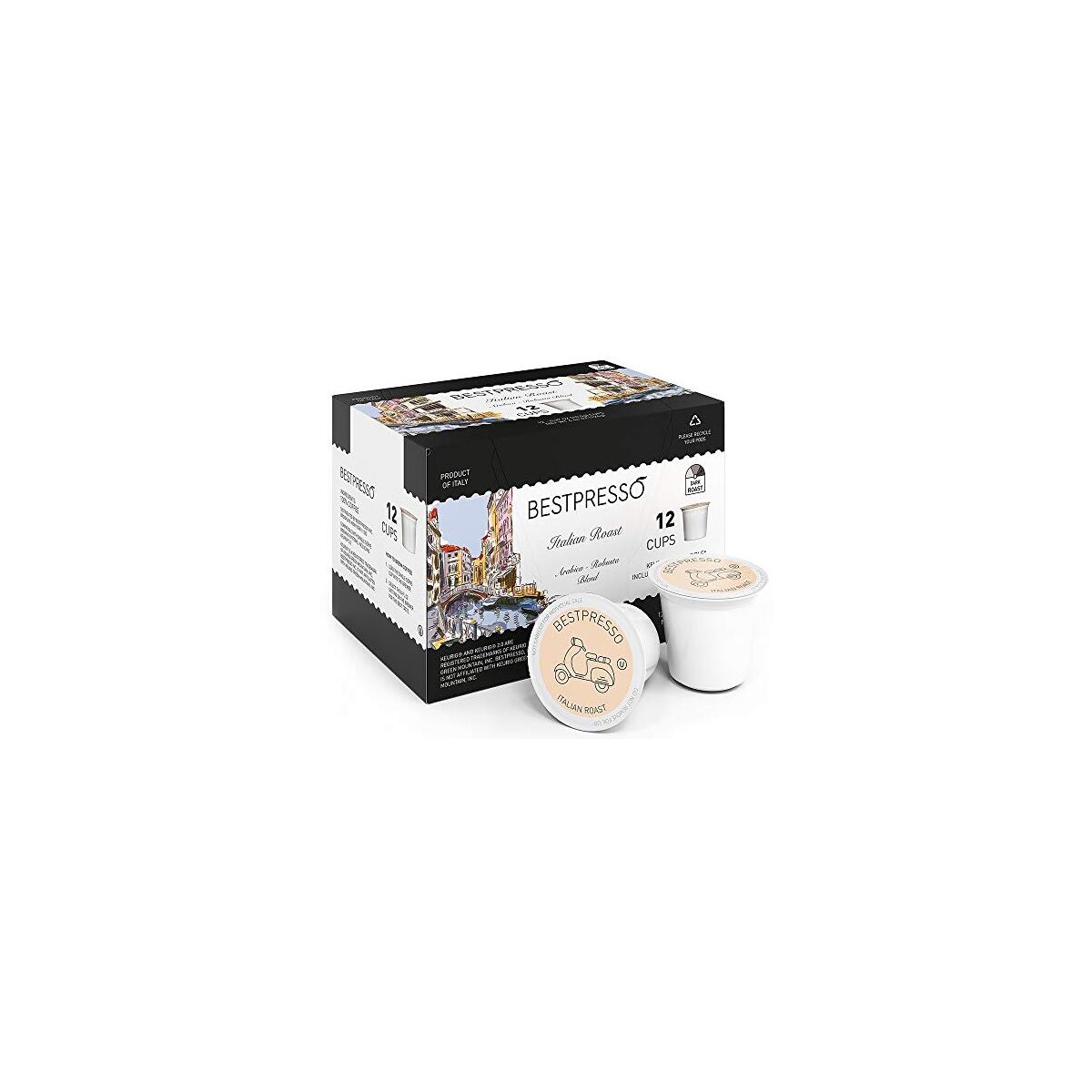 Bestpresso Coffee, Italian Roast Single Serve K-Cup Pods, Dark Roast, 96 Count (Compatible With 2.0 Keurig Brewers) 8 Packs Of 12 Cups