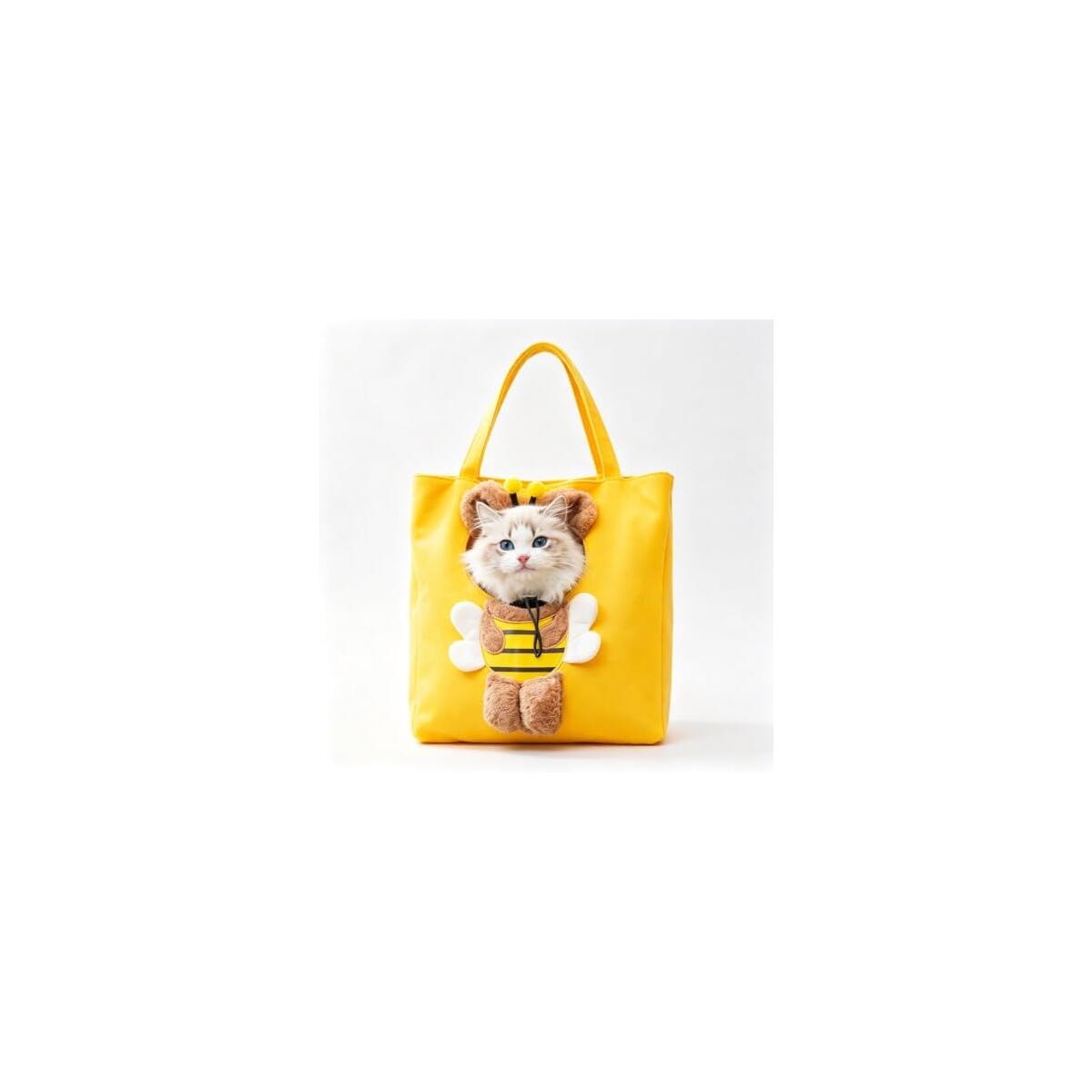 Bee Shape Head-Out Cat Carrier Tote Bag, Canvas, 44x44 cm
