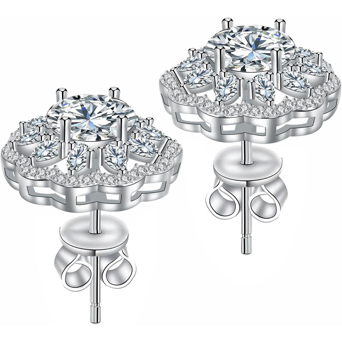 Stud Earrings Moissanite Sunflower S925 Sterling Silver D Color VVS1 Moissanite Elegant Floral Jewelry for Women
