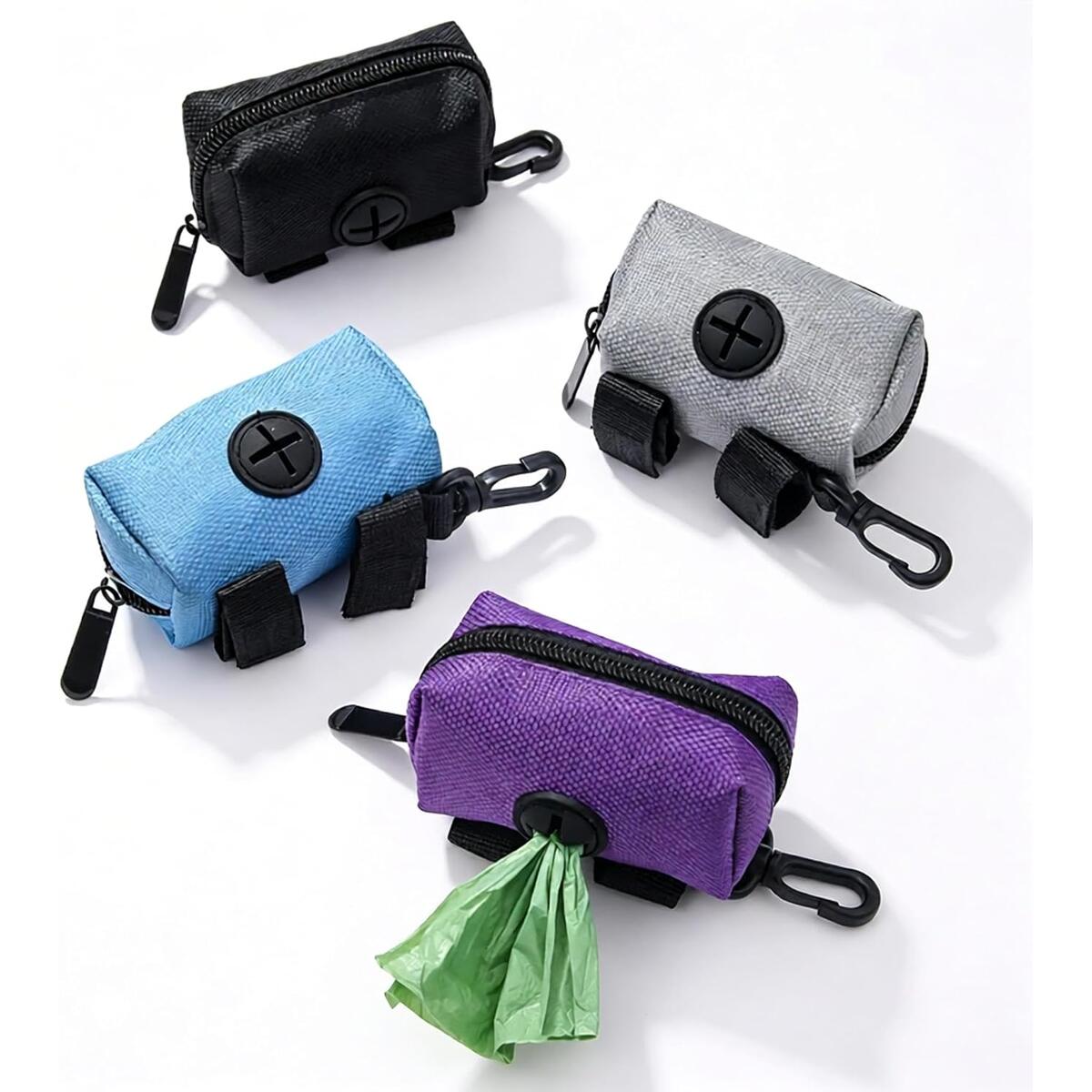 Dog Poop Bag Holder with Carabiner Clip, Oxford Fabric