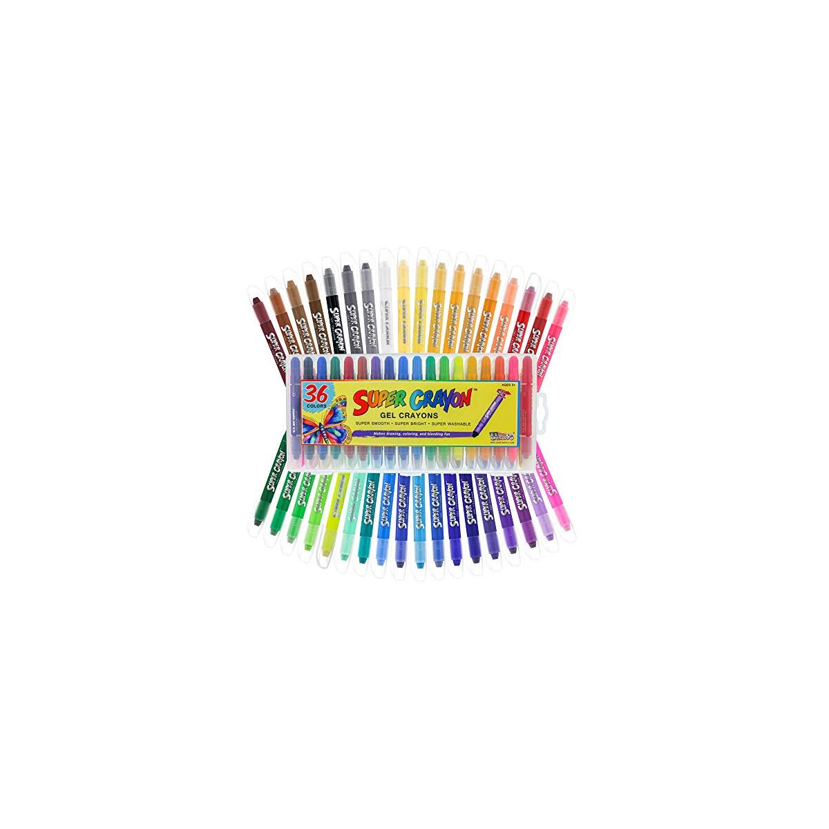 U.S. Art Supply Jumbo Twistable Crayons Set of 36 Colors - Silky Gel Twistable Washable Crayons for Coloring Books, Arts & Crafts, Non Toxic Twist Up Easy Glide - Bright, Bendable, Blendable