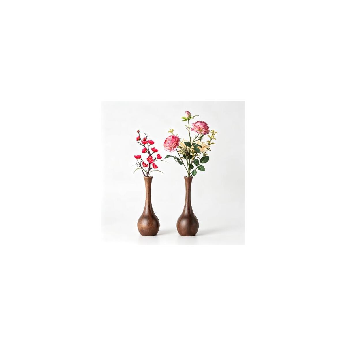 3.15 Inches Solid Black Walnut Wood Mini Bud Vase Narrow Neck | Single Stem Floral Holder, Natural Wood Grain, 3.5 cm Base Diameter, Tabletop Decor Accent, Smooth Hand-Finished