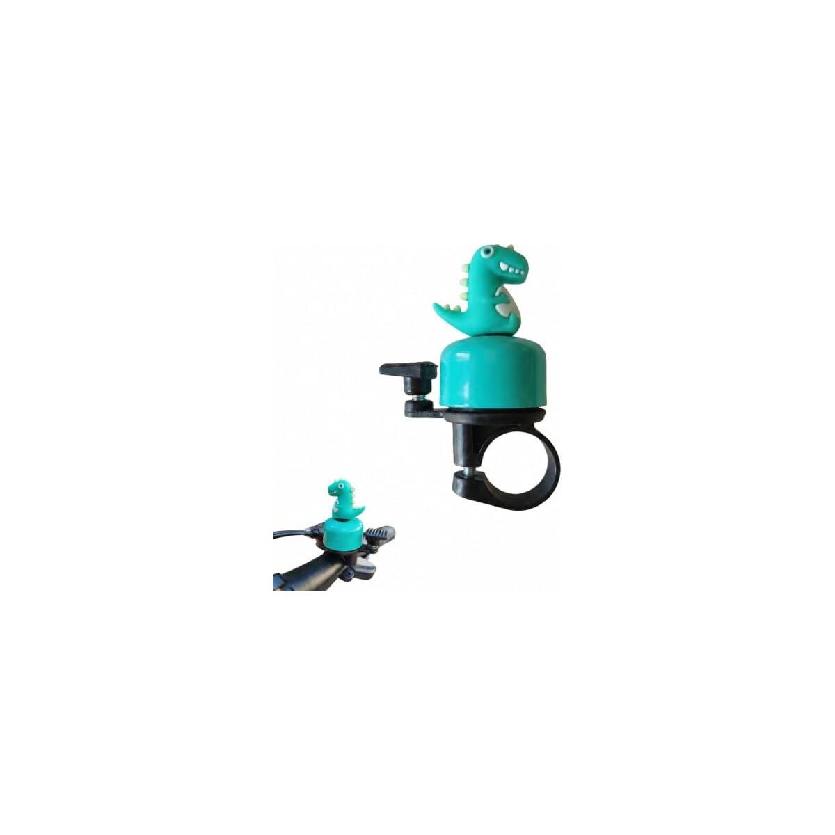 Dinosaur Kids Bike Bell 3D Figure Loud Clear Sound Handlebar | Easy Tool-Free Install, Fits Bikes & Scooters, Soft Rubber Topper, Impact Resistant, For Kids