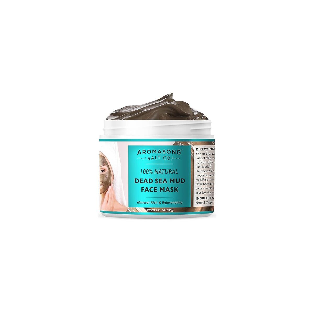 Aromasong 100% Pure Dead Sea Mud Mask - 5 Minute Mask - No Ingredients Added - for Face & Skincare - Blackhead Remover - Anti-aging - Pore Minimizer