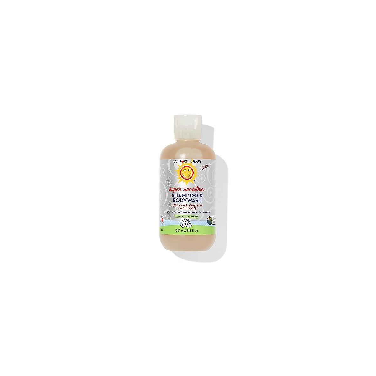 California Baby Super Sensitive Baby Shampoo and Body Wash | 100% Plant-Based | Gentle Fragrance Free Shampoo | Hypoallergenic | 251 mL / 8.5 oz