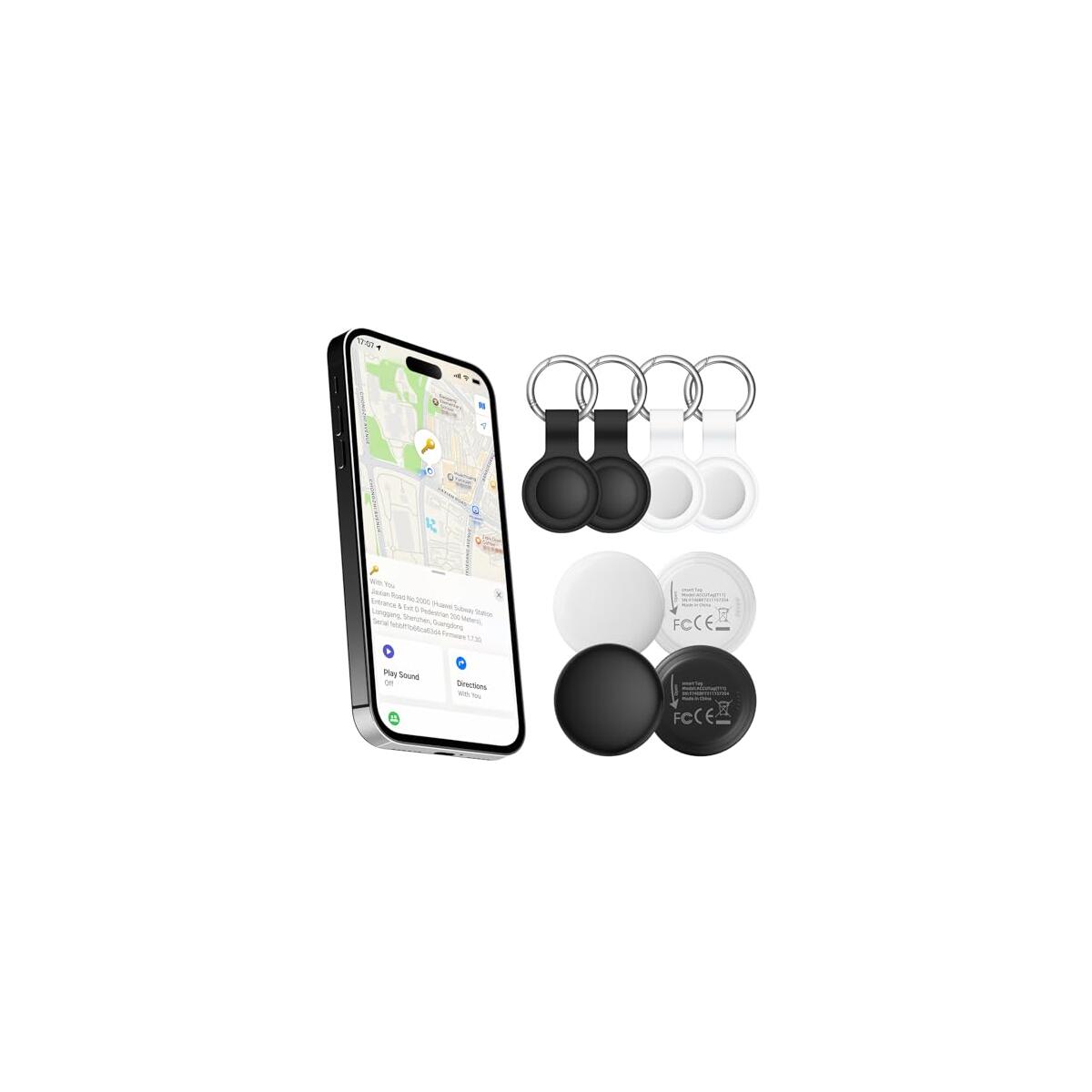 2025 New [Apple MFi Certified] (iOS Only) Air Tracker Tags-4 Pack, Bluetooth Tracker for Apple Find My, Key Finder and Item Locator Smart Tag for Vehicles, Wallet, Keys, Luggage, Suitcases