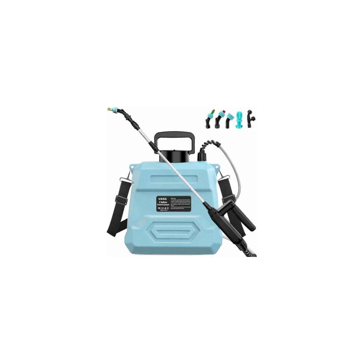 Weed Sprayer 2 Gallon, Electric Weed Sprayer 7.4V Powerful Battery with 5 Mist Nozzles, Rechargeable Handle,Retractable Wand, Adjustable Strap, Battery Powered Sprayer for Lawn, Garden, Yard, Plants