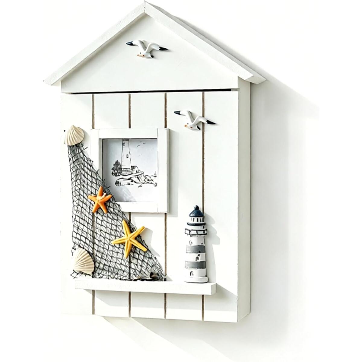 Wooden House-Shaped Wall-Mounted Key Storage Cabinet