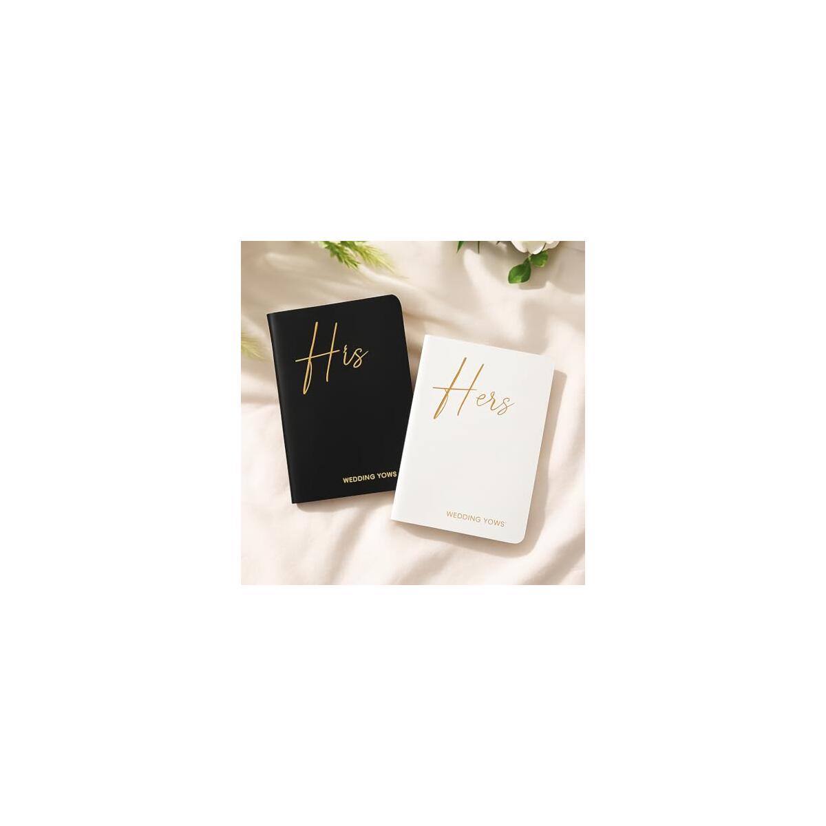 Wedding Vow Books His and Hers - Black & White Hardcover Small Notebook with Gold Foil, Wedding Must Haves Stuff, Bride to be Decorations & Vow Renewal Gifts for Couples 2025(2 Pack, 5.9