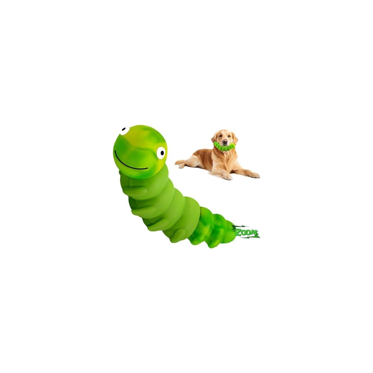 Indestructible Dog Toys for Aggressive Chewers, Tough Chew Proof Toy for Large Dogs, Squeaky Rubber Chew Toy with Beef Flavor for Boredom & Anxiety Relief (Green)