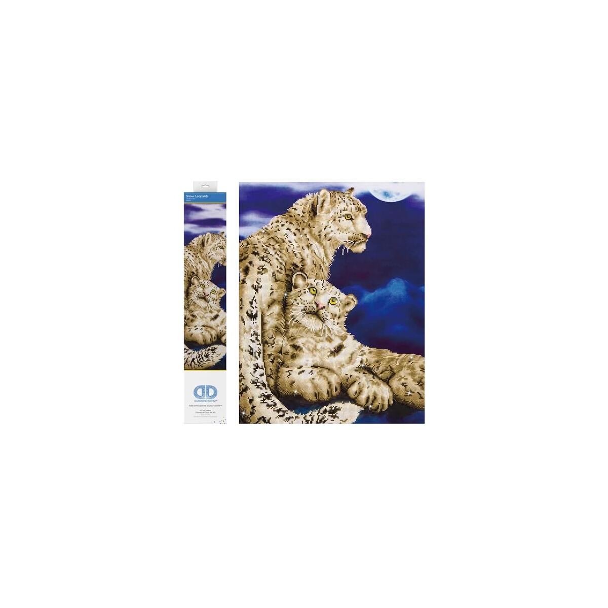 DIAMOND DOTZ Snow Leopards Animal Diamond Painting Kits for Adults - Diamond Art Kits a Relaxing Creative Craft Kit with Dotz Gems 30.3"x20.5"