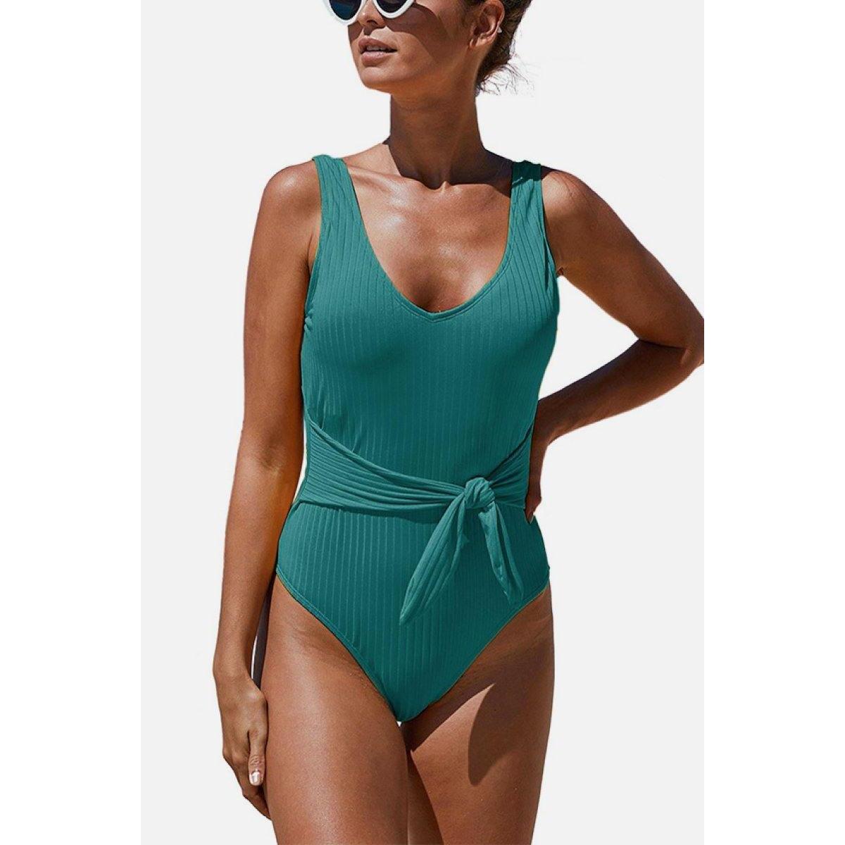 Tie Waist Ribbed Swimsuit Deals - RebateKey