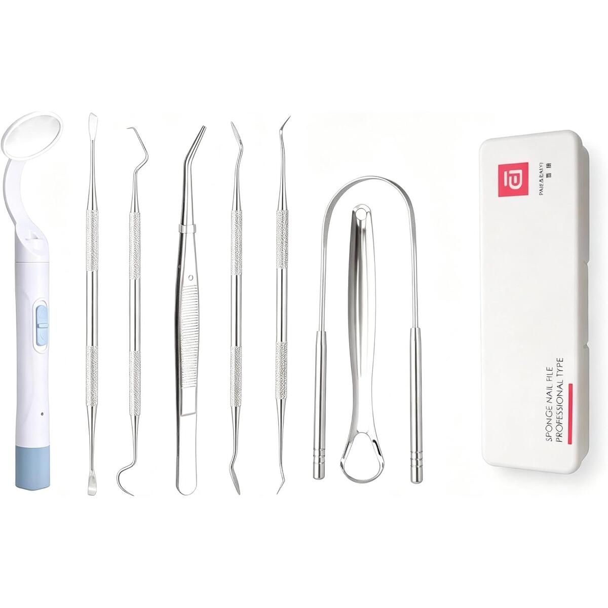 8-Piece LED Dental Tools Kit with Storage Case