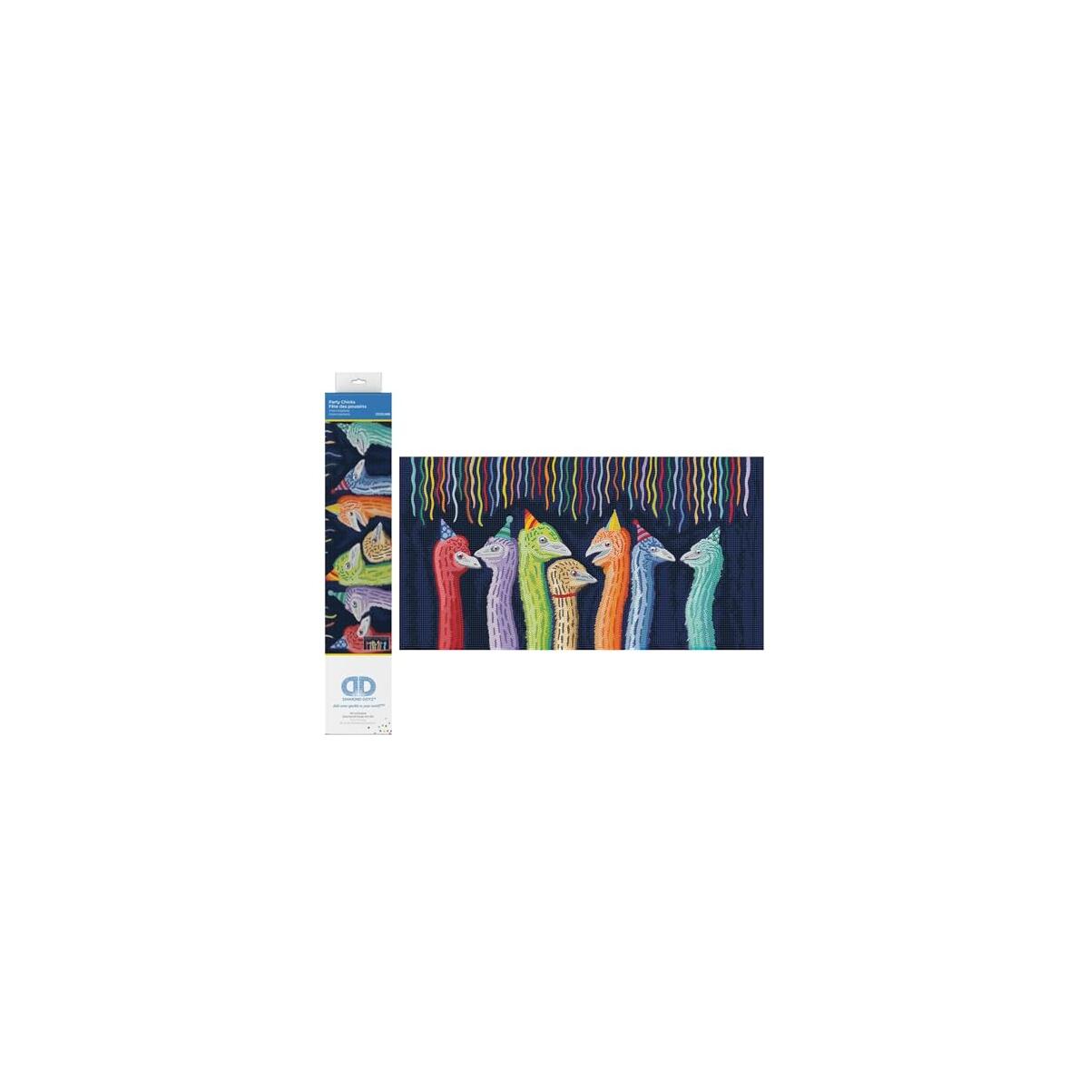 DIAMOND DOTZ Party Chicks Bird Diamond Painting Kits for Adults - Diamond Art Kits a Relaxing Creative Craft Kit with Dotz Gems 23.6"x12.6"