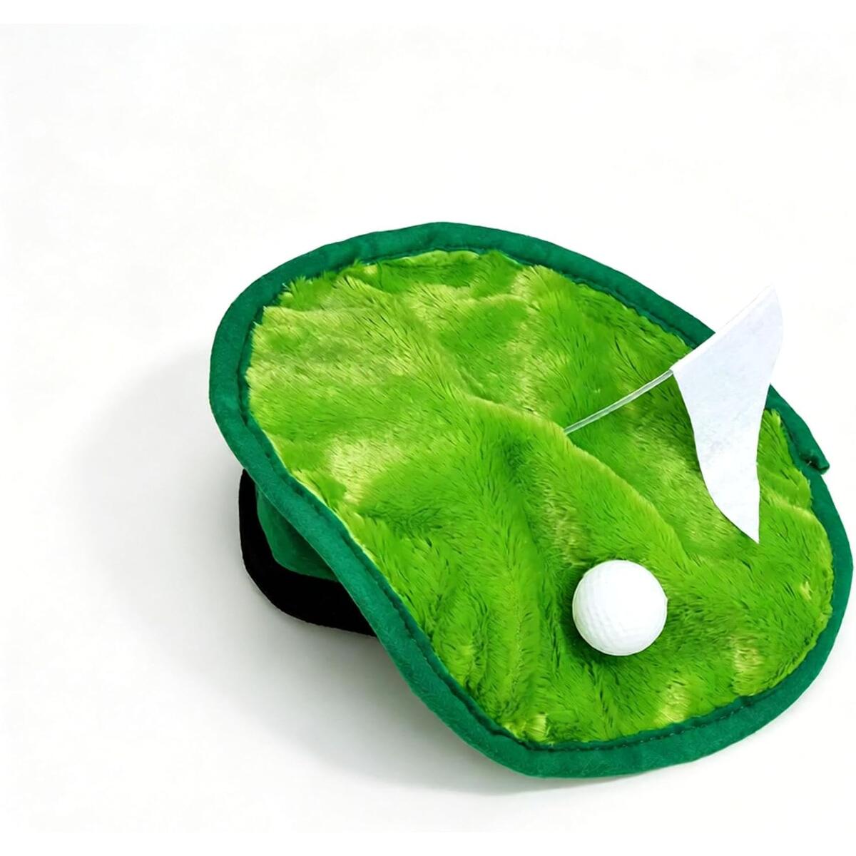 Novelty Golf Beret Hat with Golf Ball and Flag Green