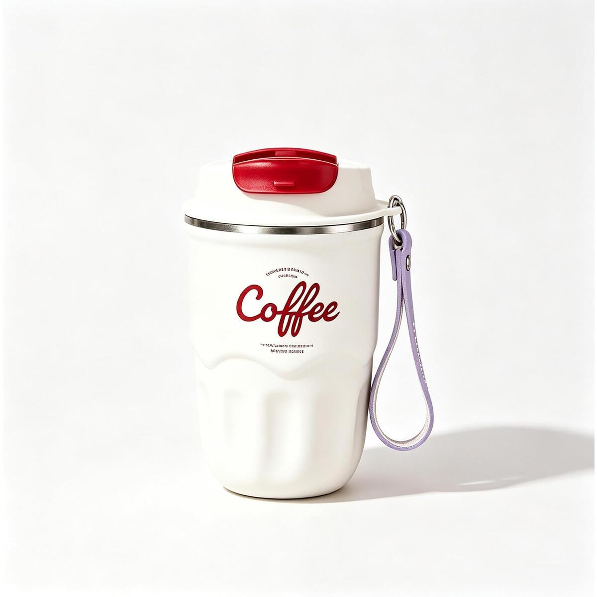 Insulated Travel Coffee Mug with Touch Temperature Display, White