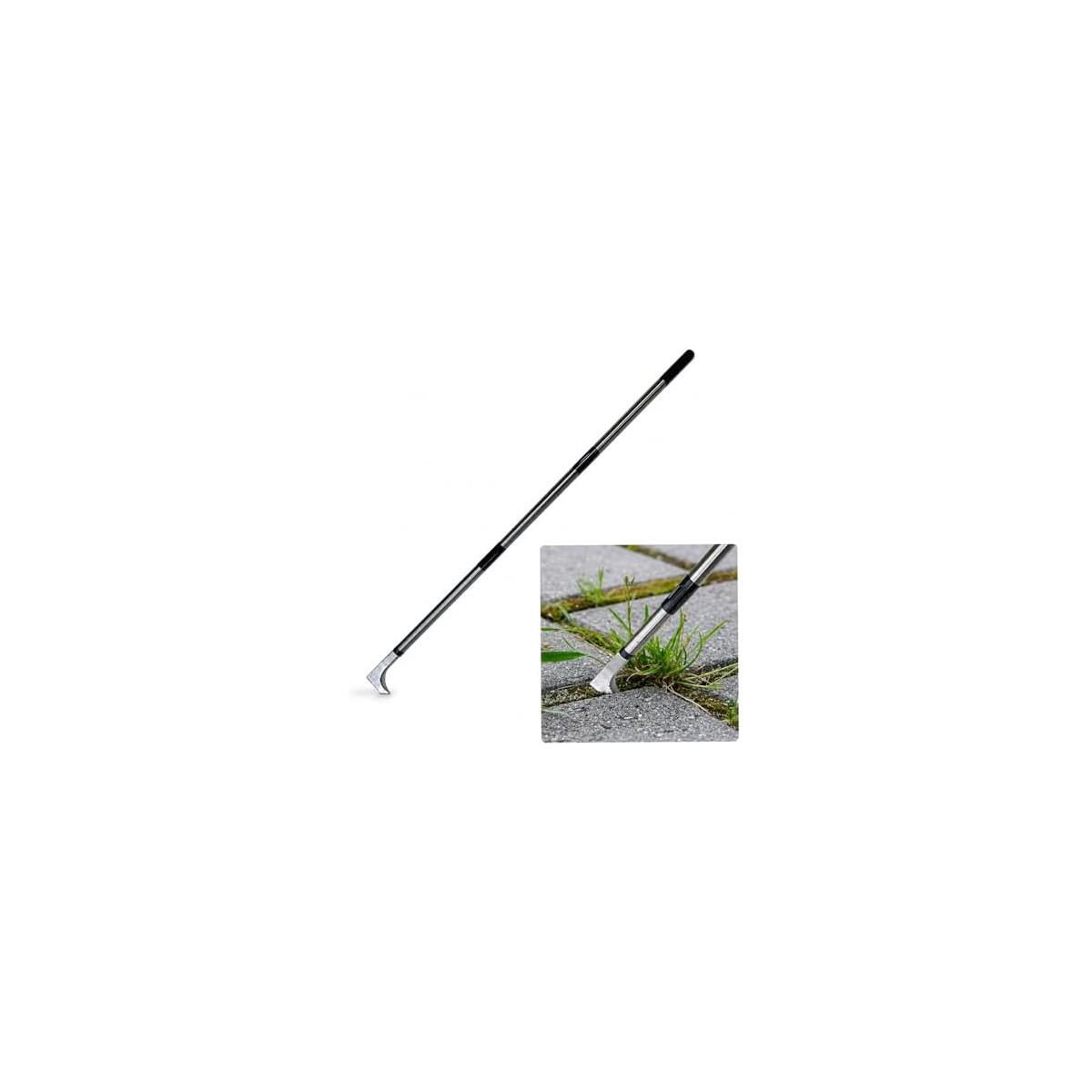 HORM 47.24'' Crack Weeder, Stainless Steel Manual Crevice Weeding Tool, Long Handle Weed Grabber Remover, L-Shaped Manual Weeder Puller, Durable Crevice Weeding Tool for Sidewalk Garden Lawn