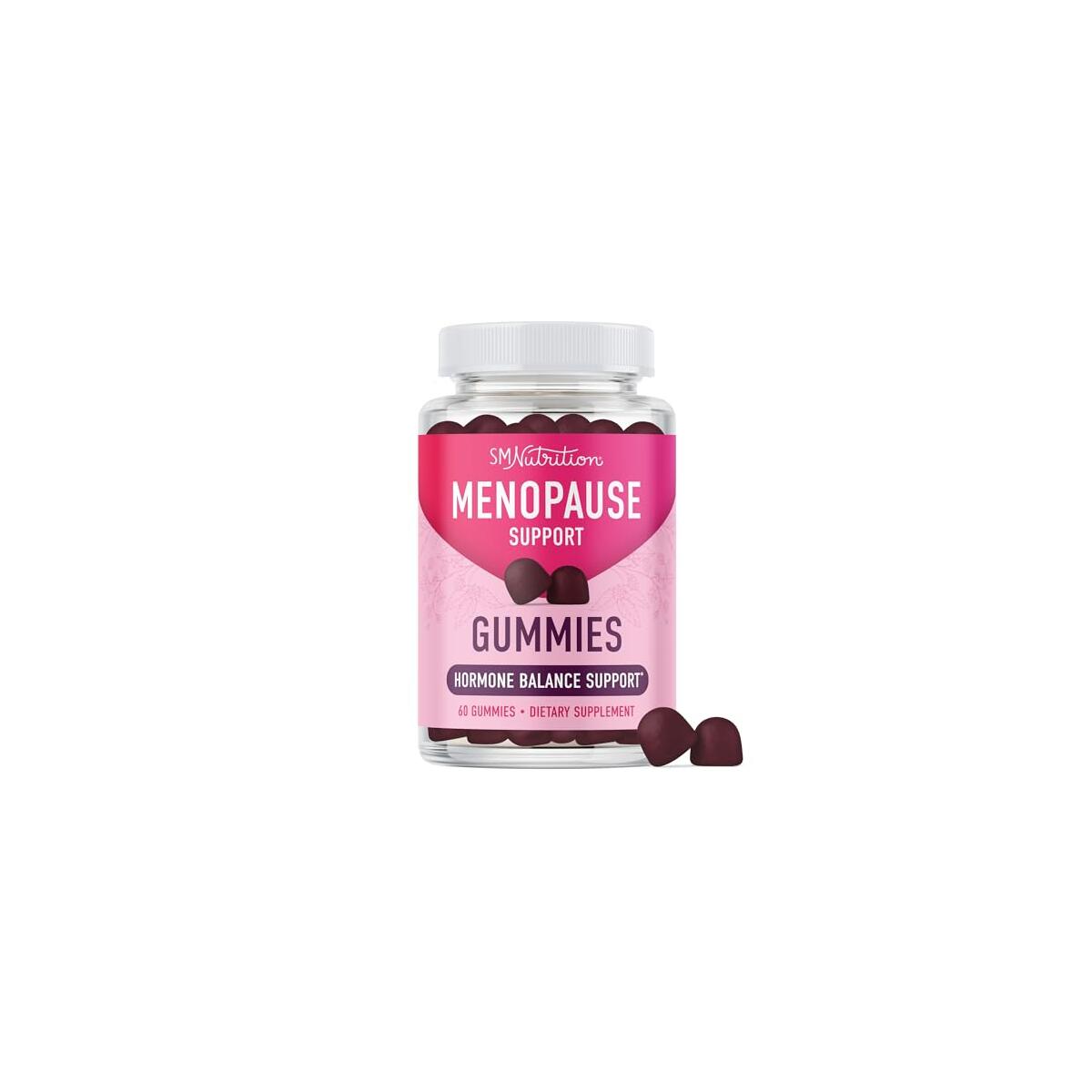 Menopause Support Gummies | Hormone Balance Relief for Hot Flashes, Night Sweats, Mood Swings, & Bloating | with Phytoestrogen Soy, Vitamin D3, PABA, Biotin | Vegetarian, Gluten-Free | 60 Count