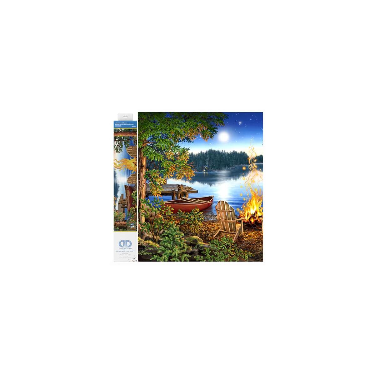 DIAMOND DOTZ Lakeside Red Canoe Diamond Painting Kits for Adults - Diamond Art Kits a Relaxing Creative Craft Kit with Dotz Gems 20.1x26