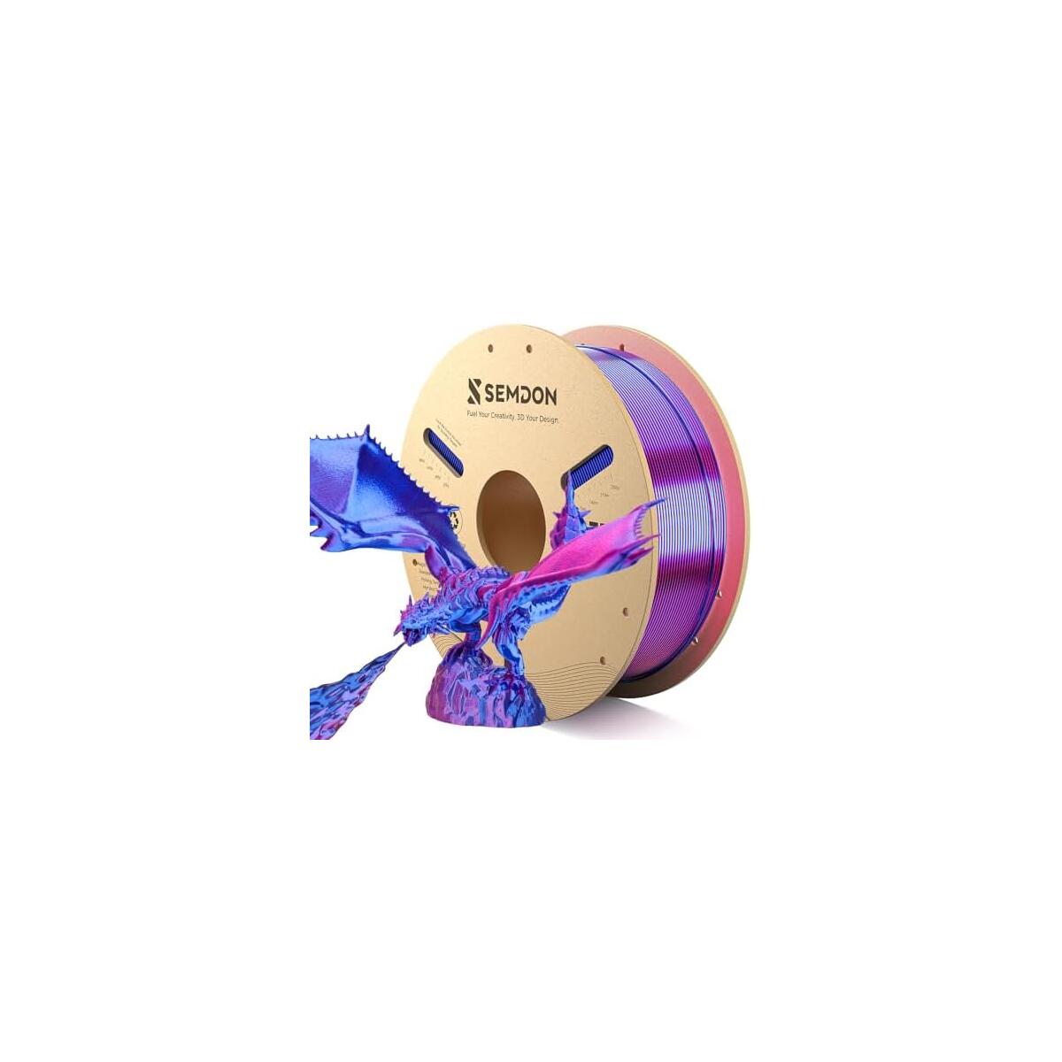 Dual Color Silk PLA Filament, Gradient 3D Printing Filament 1.75mm (&plusmn;0.02mm Accuracy), Metallic PLA Filament for Christmas Decor,Cosplay,DIY,Blue & Rose Red,1KG(2.2lbs) Spool