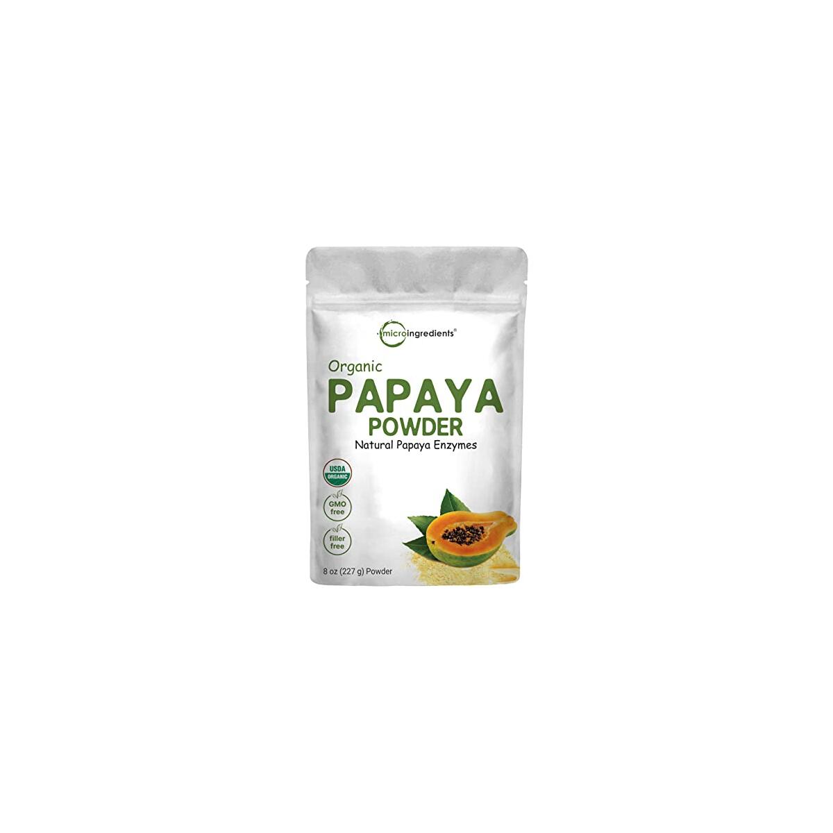 Organic Papaya Powder, 8oz | 100% Natural Fruit Powder | Freeze-Dried Papayas Source | No Sugar & Additives | Great Flavor for Drinks, Smoothie, & Beverages | Non-GMO & Vegan Friendly