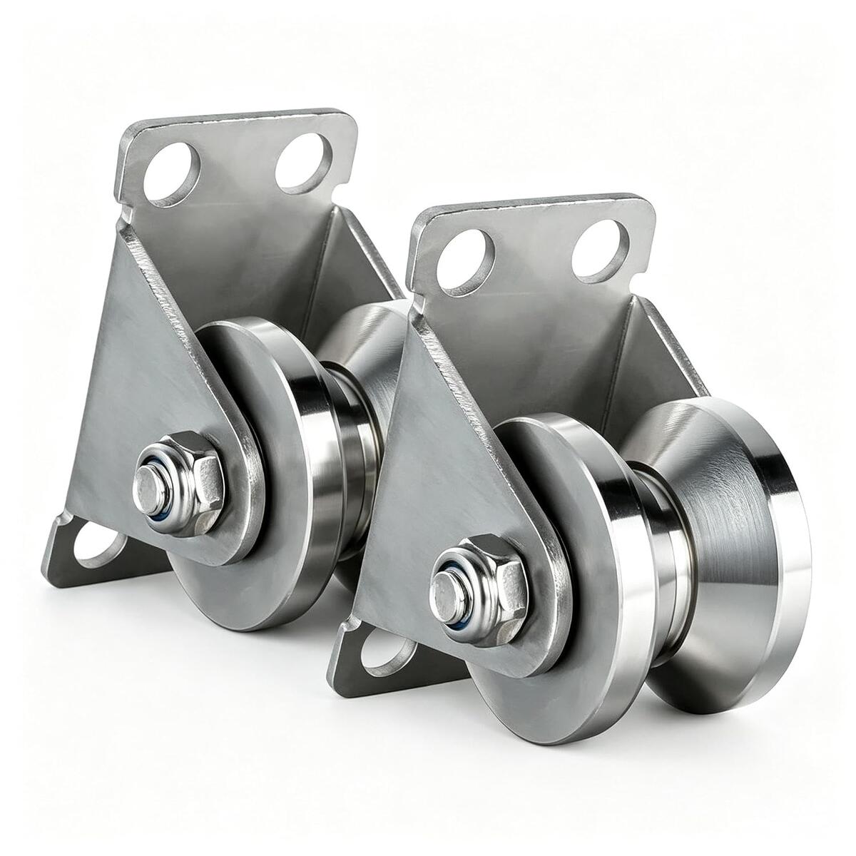 SUS304 Stainless Steel V-Groove Cable Pulley with Dual Ball Bearings