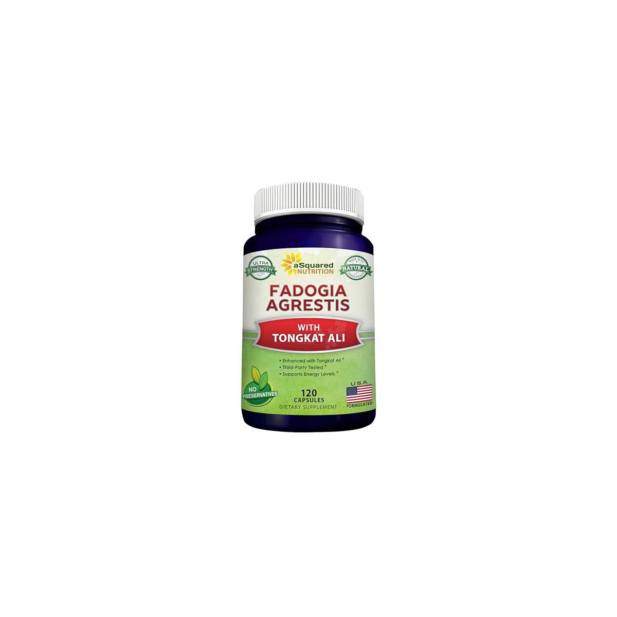 aSquared Nutrition Fadogia Agrestis 1000mg & Tongkat Ali 400mg - 120 Capsules - Fadogia Agrestis Extract Supplement and Powder Complex Pills