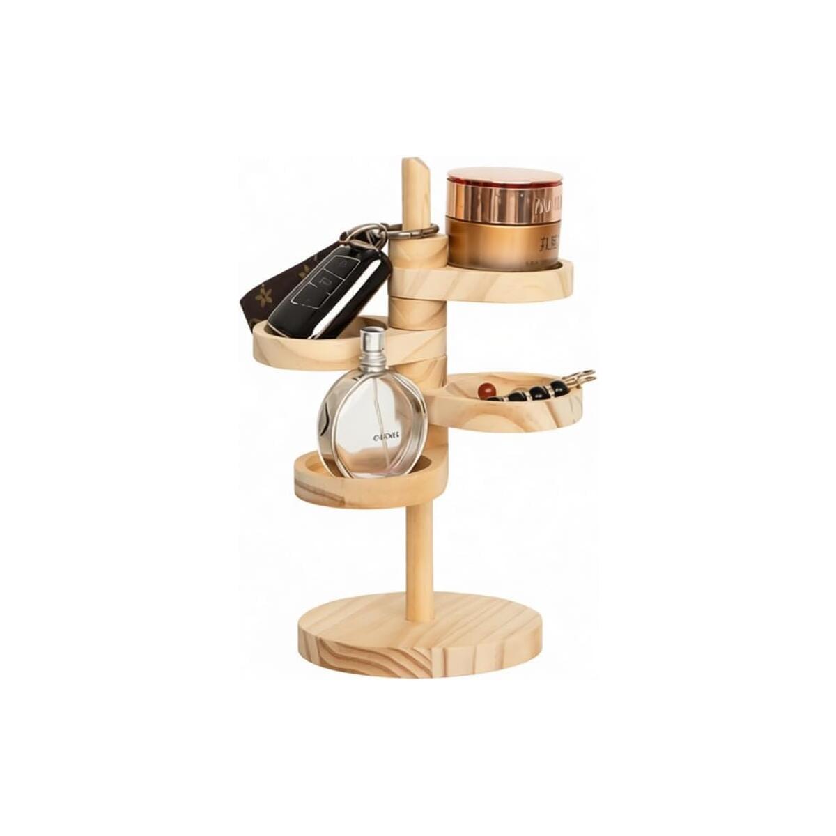 Wooden 4-Tier 360&deg; Rotating Display Shelf Spiral Organizer