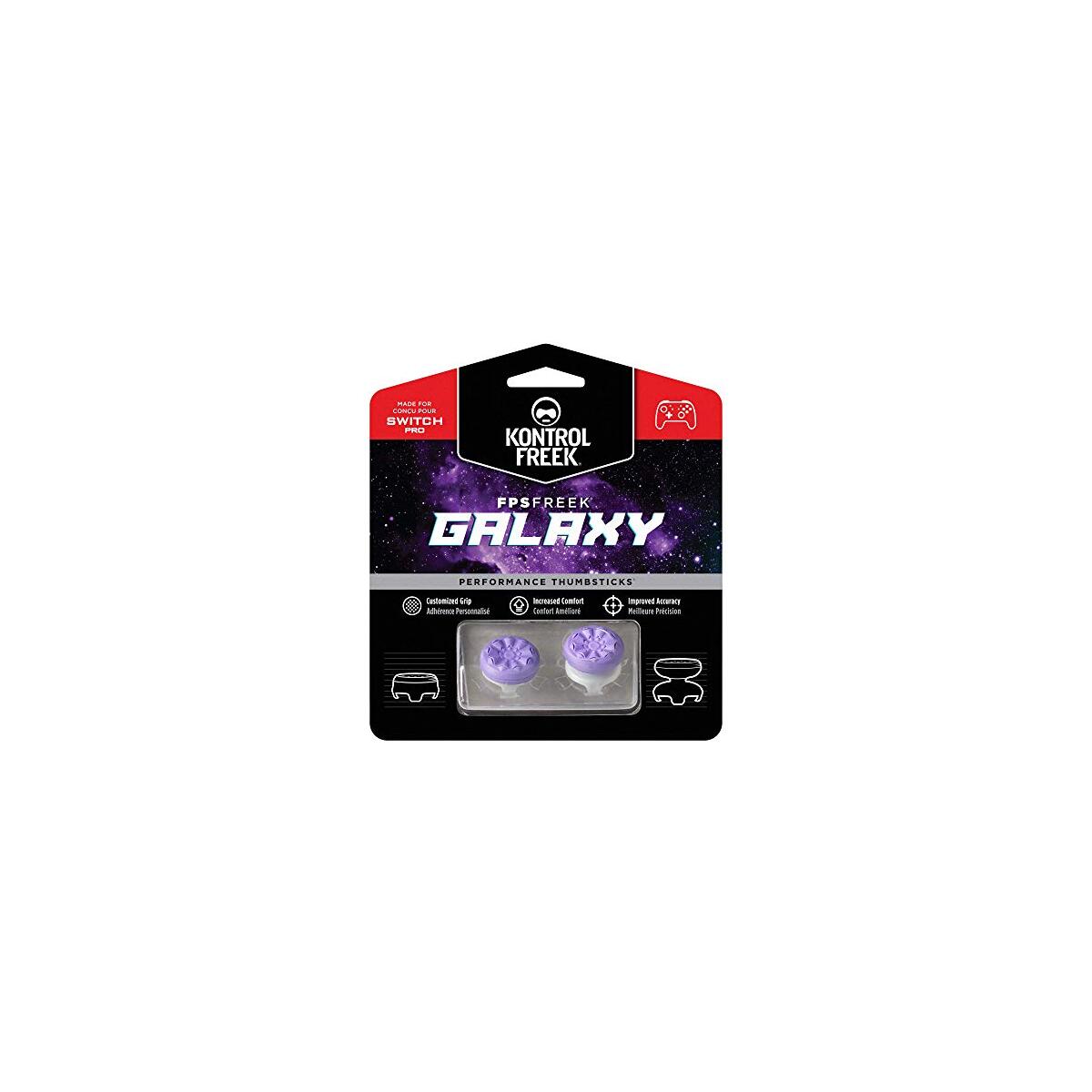 KontrolFreek FPS Freek Galaxy Performance Thumbsticks for Nintendo Switch | 1 Mid-Rise, 1 High-Rise Concave | Purple