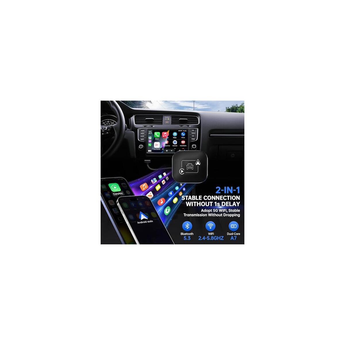Wireless Carplay Android Auto Car Adapter 2 In 1 1 Coupon - RebateKey
