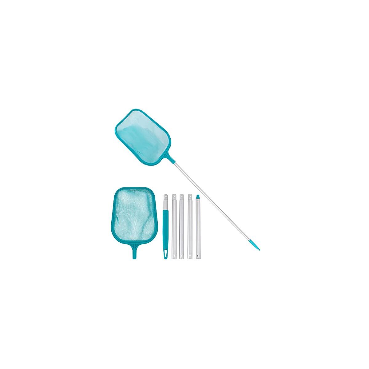 U.S. Pool Supply Swimming Pool 4 Foot Leaf Skimmer Net with 4 Connecting Aluminum Pole Sections - Fine Mesh Netting for Fast Cleaning of Debris - Clean Spas & Ponds