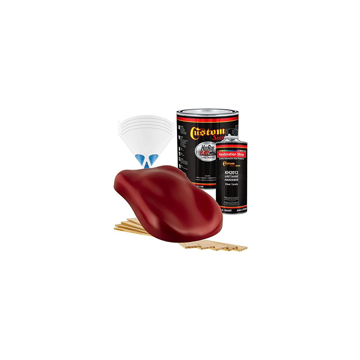 Custom Shop - Jalapeno Bright Red - Hot Rod Flatz Flat Matte Satin Urethane Auto Paint - Complete Gallon Paint Kit - Professional Low Sheen Automotive, Car Truck Coating, 4:1 Mix Ratio