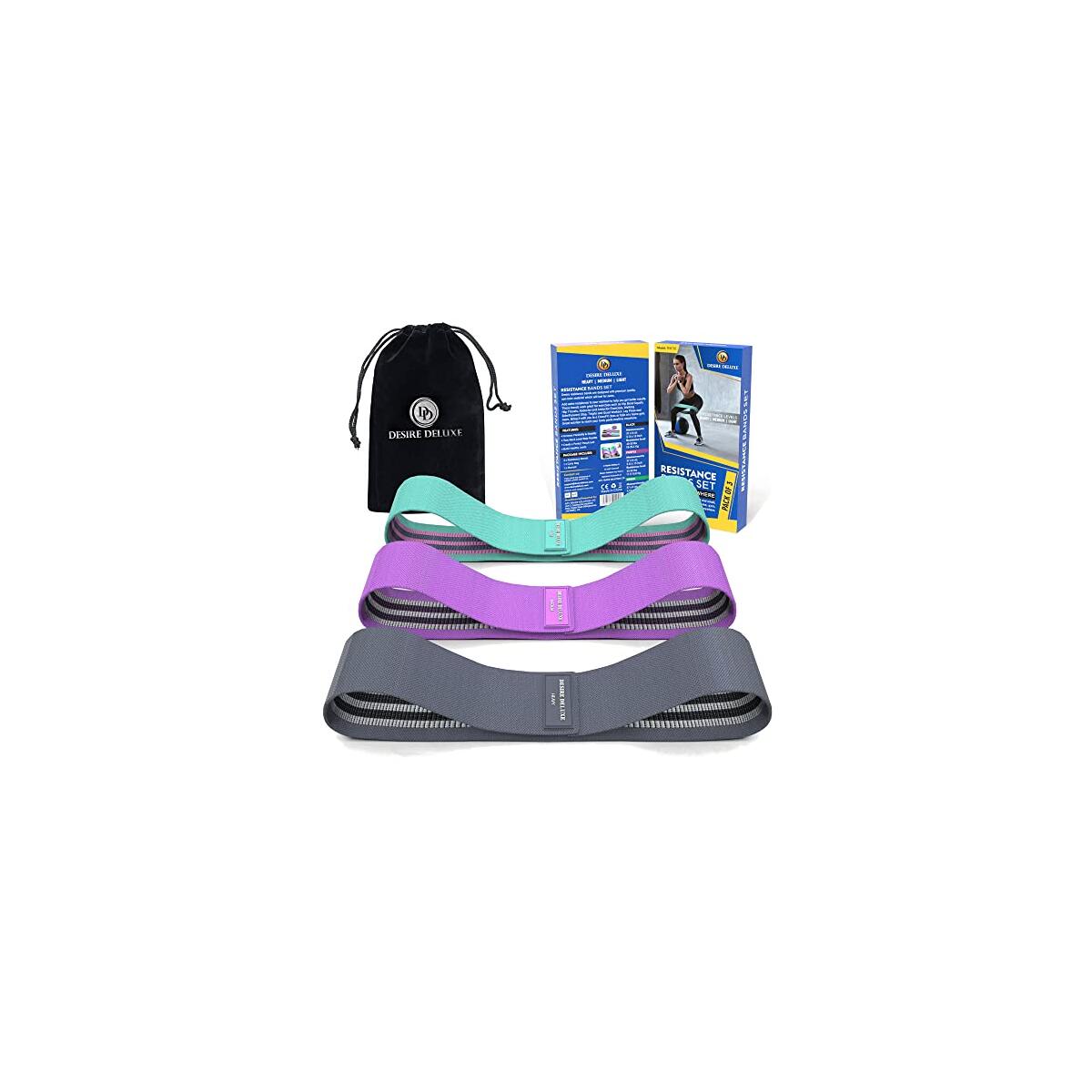 Desire Deluxe Resistance Band Exercise Workout Equipment Bands Set for Working Out Physical Therapy - Men & Women Elastic Stretch Booty Gym Equipment Accessories - Home, Fitness, Pilates, Yoga Pack 3