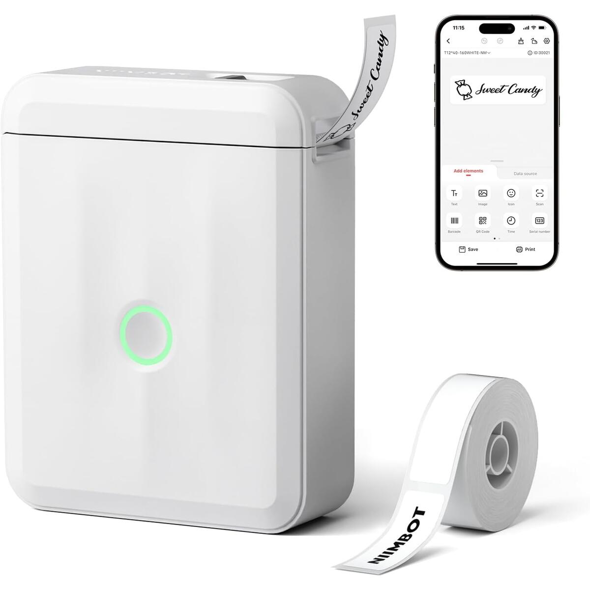 NIIMBOT D110 Mini Label Maker Machine with Tape for Home School, White