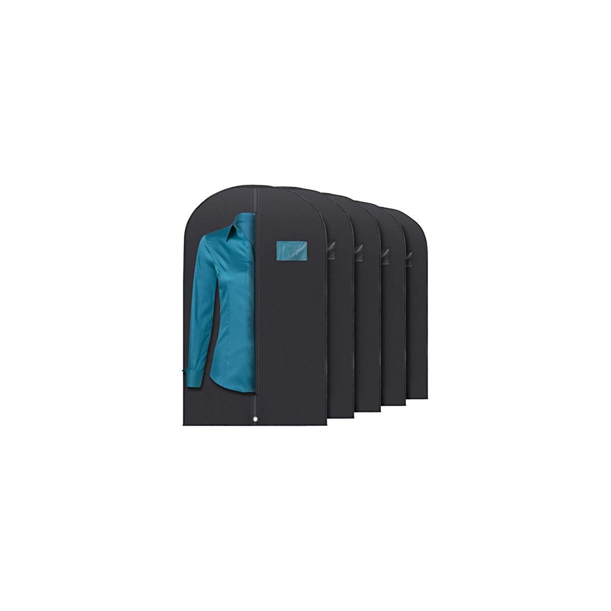 Plixio 40" Black Garment Bags Suit Bag for Travel & Clothing Storage of Dresses, Shirts, Fur Coats, Jackets & Dance Costumes - Hanging Suit Cover for Men & Women Closet Storage Garment Protector