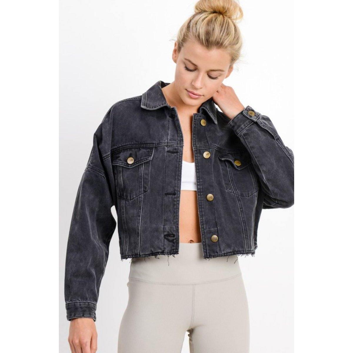 Ribbed Crop Denim Jacket Coupons - RebateKey