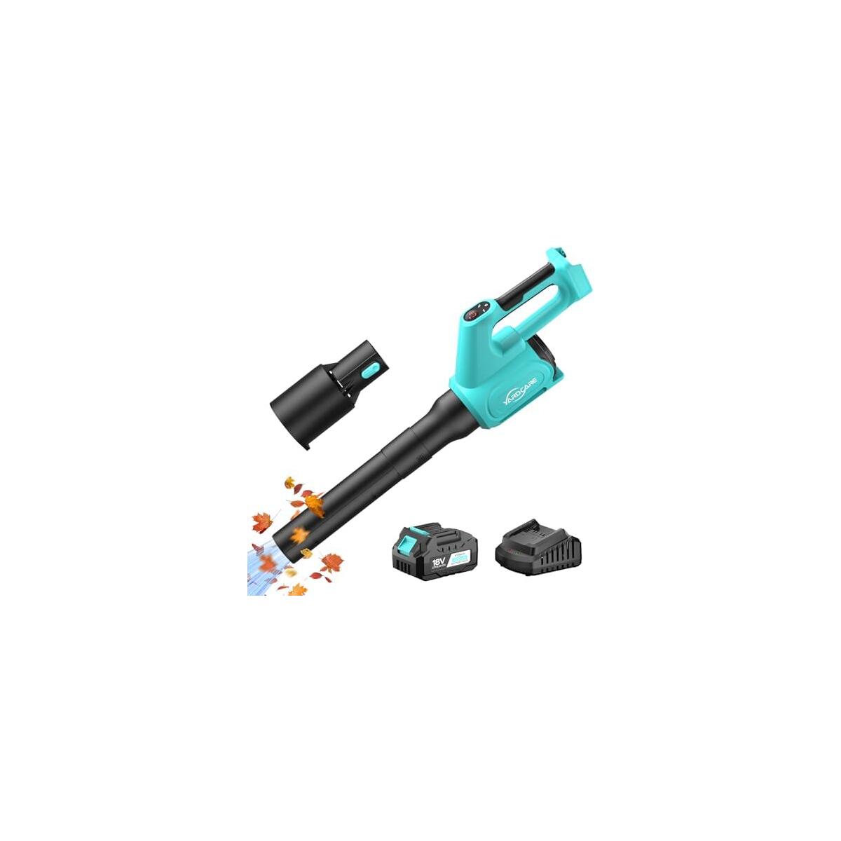 YARDCARE Electric Cordless Leaf Blower with Battery and Charger, 5-Speed + Turbo Mode, 4.0Ah Lightweight Battery Powered Powerful Blower for Blowing Leaves, Patio Cleaning, Blowers for Lawn Care