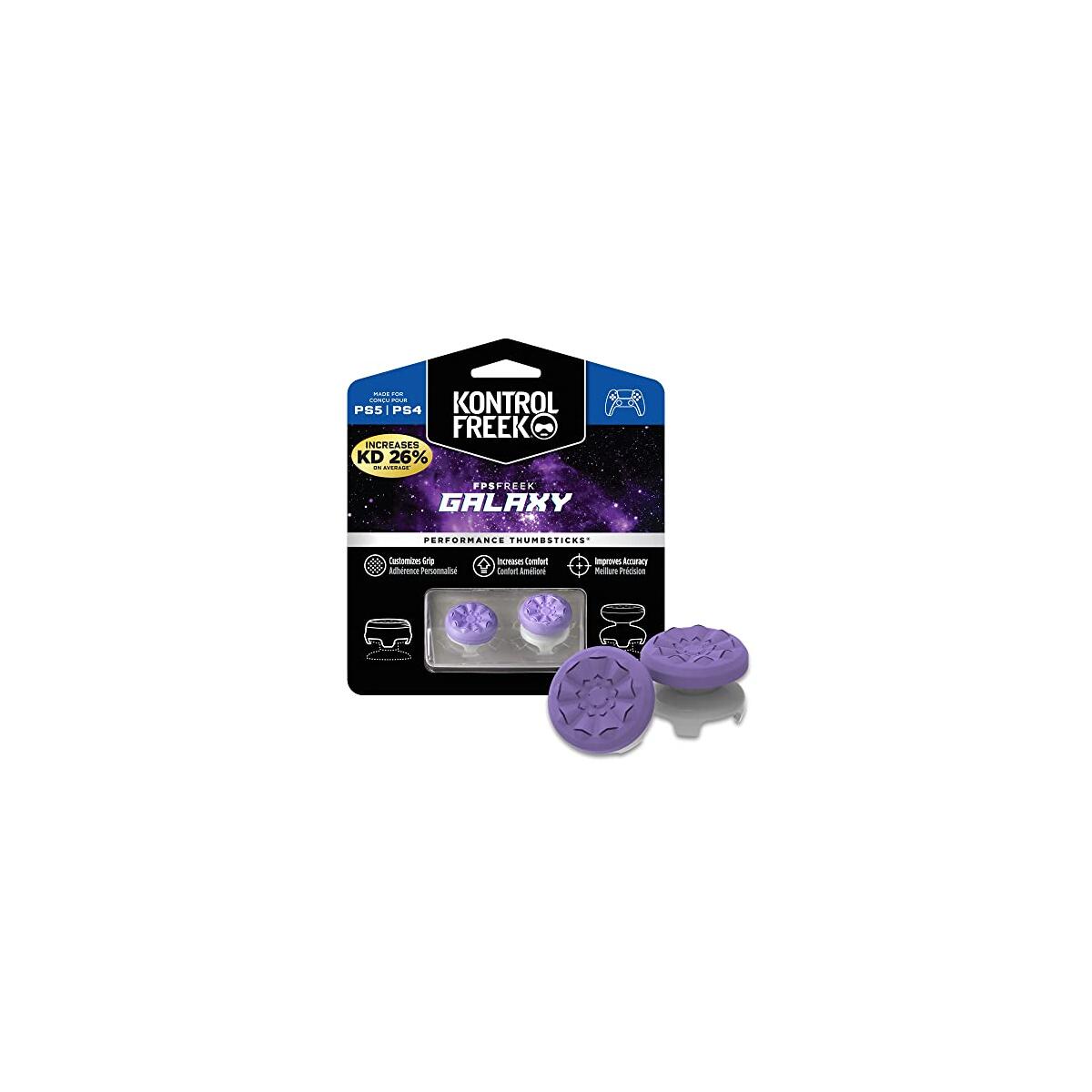 KontrolFreek FPS Freek Galaxy Purple for PlayStation 4 (PS4) and PlayStation 5 (PS5) | Performance Thumbsticks | 1 High-Rise, 1 Mid-Rise | Purple