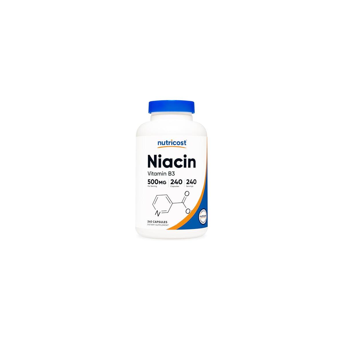 Nutricost Niacin (Vitamin B3) 500mg, 240 Capsules - with Flushing, Non-GMO, Gluten Free