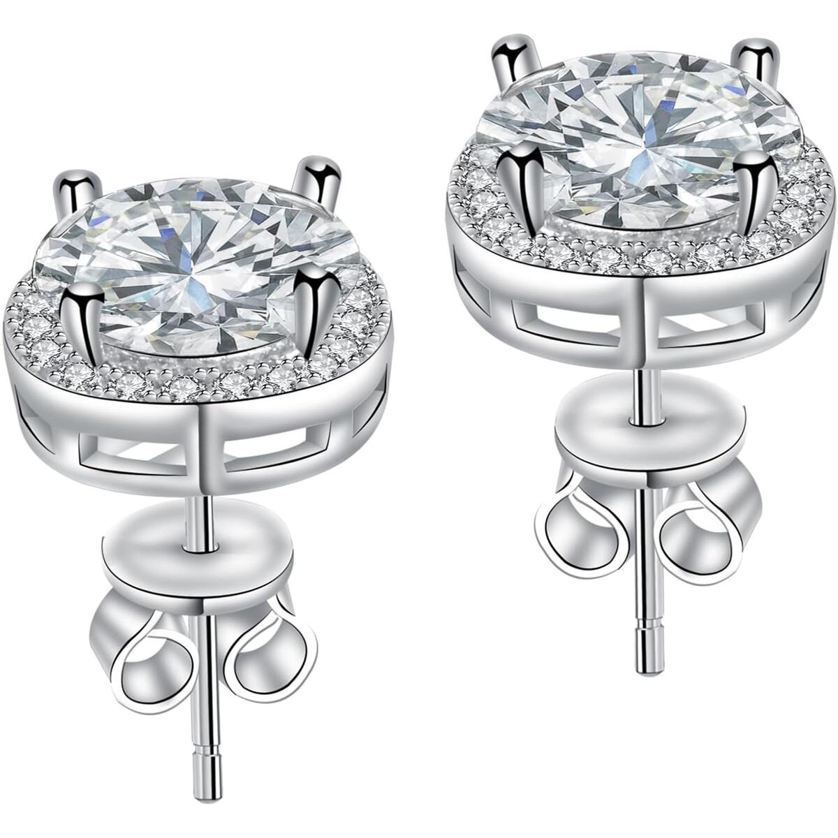 Moissanite Stud Earrings for Womens 3-4 Carat S925 Sterling Silver Earrings for Women D Color VVS1 Clarity Moissanite Earrings