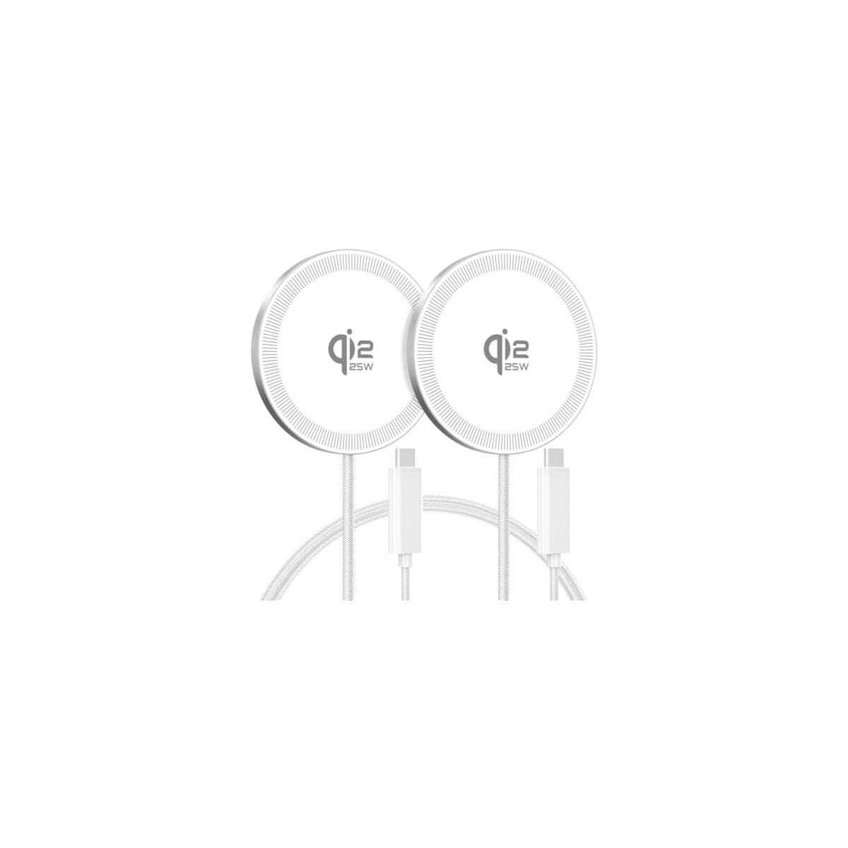 25W Magnetic Wireless Charging Pad: Qi2.2 Qi2 MagSafe Fast Charger for Google Pixel 10 iPhone 17 16 Pro Max 16e 15 14 13 12 AirPods & Samsung Galaxy Series Gift Ideal for Desk & Travel (White, 2Pack)