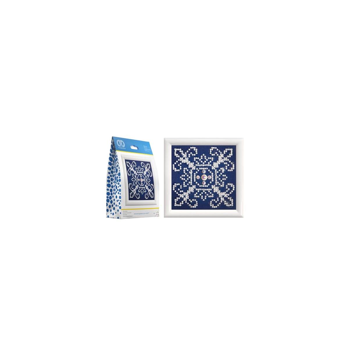 DIAMOND DOTZ White on Blue Kit with Frame Pattern Diamond Painting Kits for Adults - Diamond Art Kits a Relaxing Creative Craft Kit with Dotz Gems 3.5"x3.5"