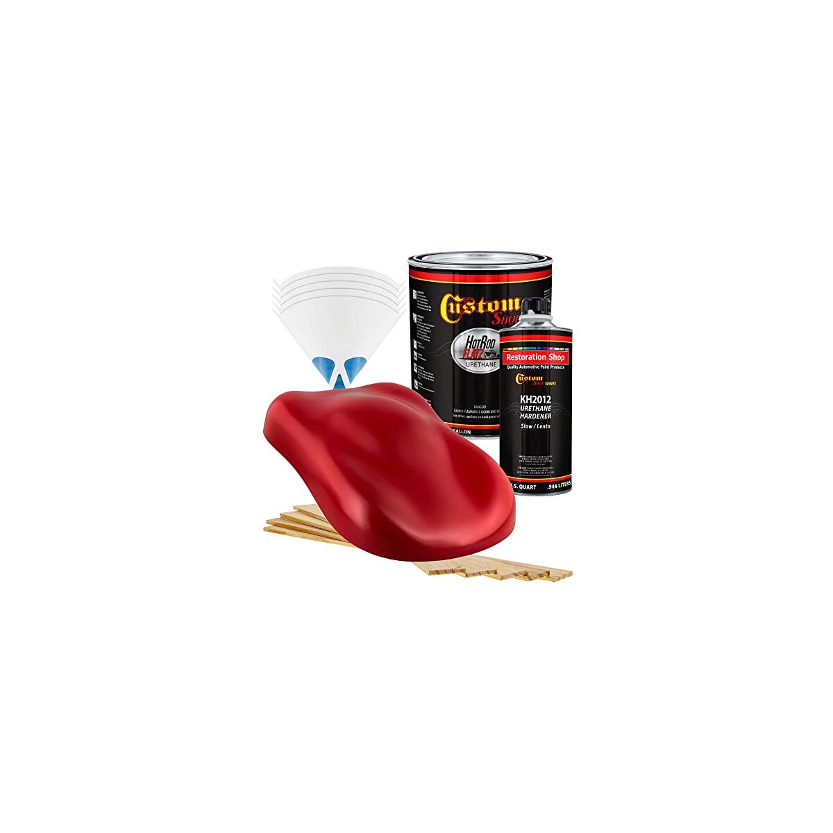 Custom Shop - Torch Red - Hot Rod Flatz Flat Matte Satin Urethane Auto Paint - Complete Gallon Paint Kit - Professional Low Sheen Automotive, Car Truck Coating, 4:1 Mix Ratio