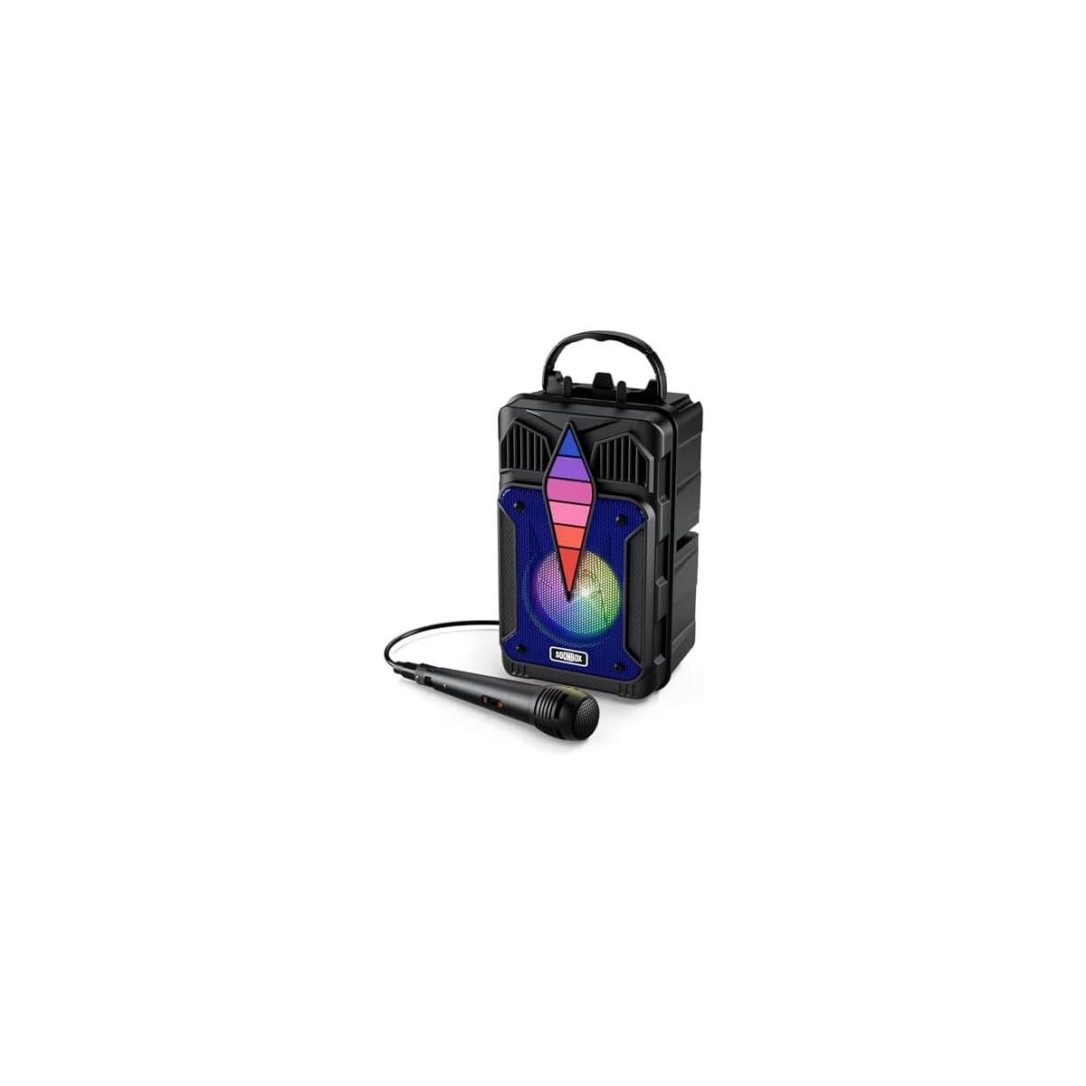 Dnil Portable Speaker with Voice Control, RGB Multi-Color Rhythm Light, Support TWS Pairing, Support USB/TF/FM/AUX Connection, Suitable for Home Party or Outdoor Use (Blue)
