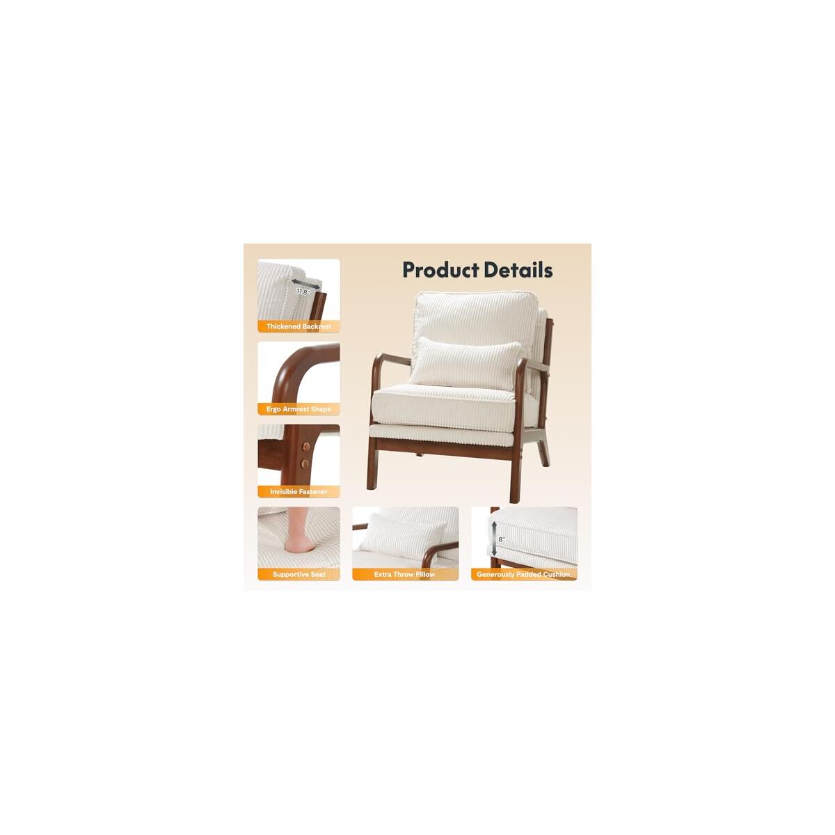 Mid Century Modern Accent Chair With Wood Frame Coupon - RebateKey